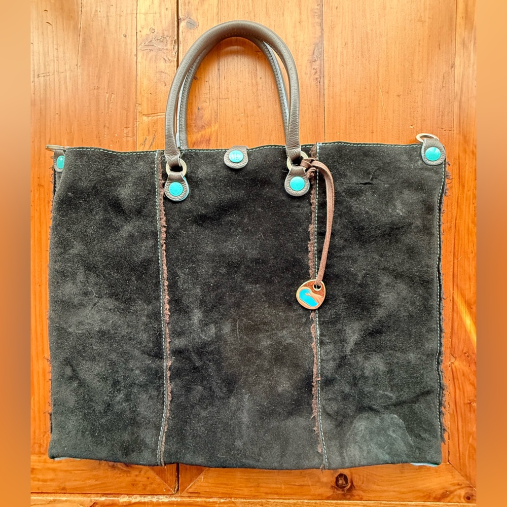 GABS Suede Tote bag with green Dooney and Burke charm